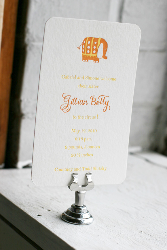 orange-yellow-elephant-letterpress-baby-announcement
