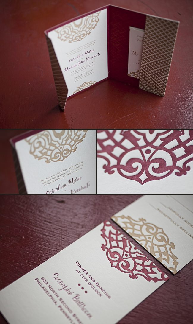 Lashar_Grid holiday theme letterpress wedding invitation