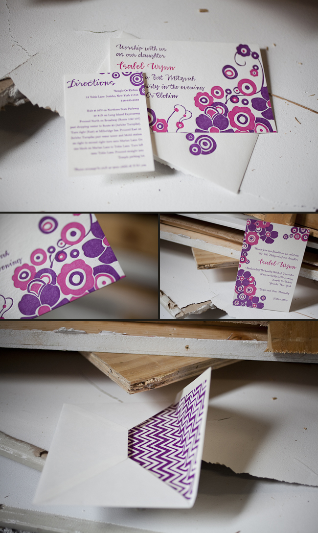 Delano_Grid colorful letterpress bat mitzvah invitations
