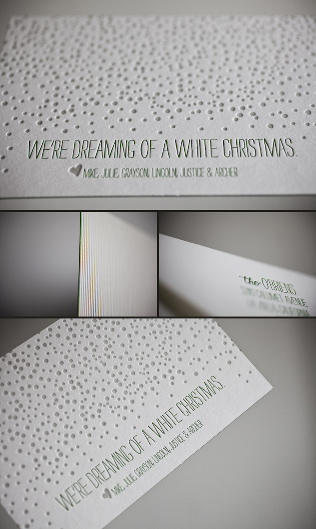 Dove-grid letterpress family holiday cards