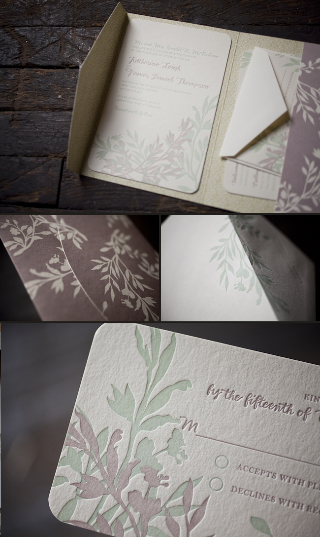 Engadine_Grid botanical letterpress wedding invitations