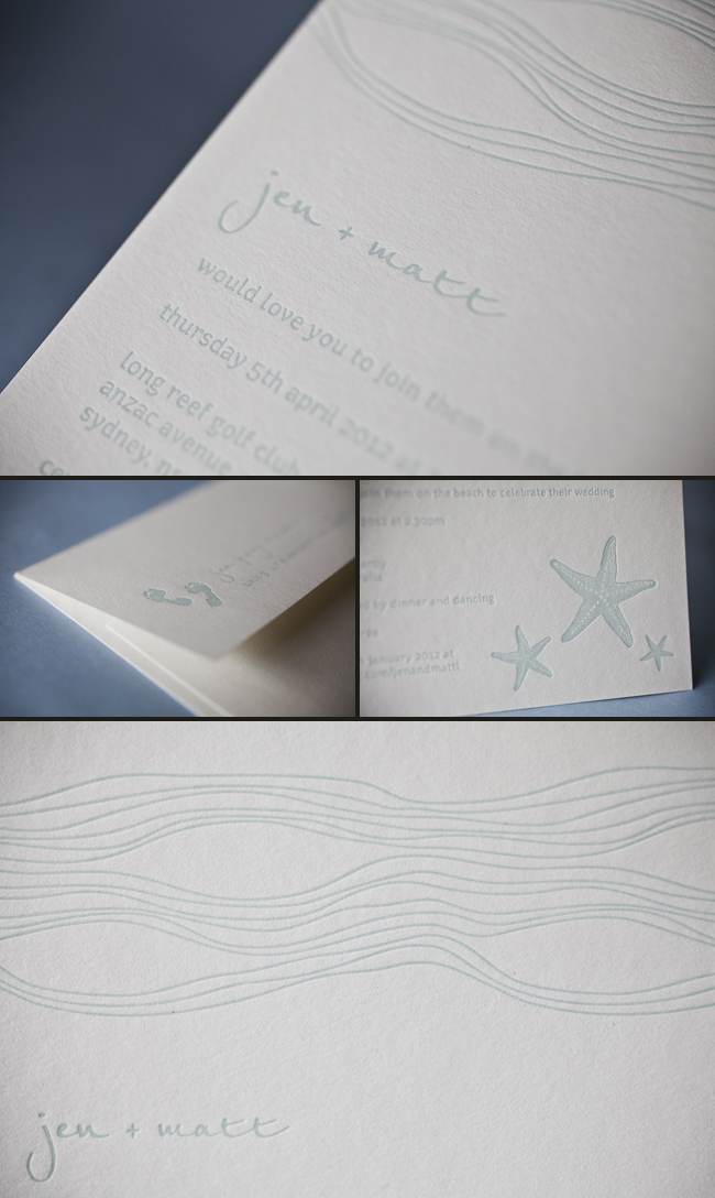 nautical blue letterpress wedding invitations
