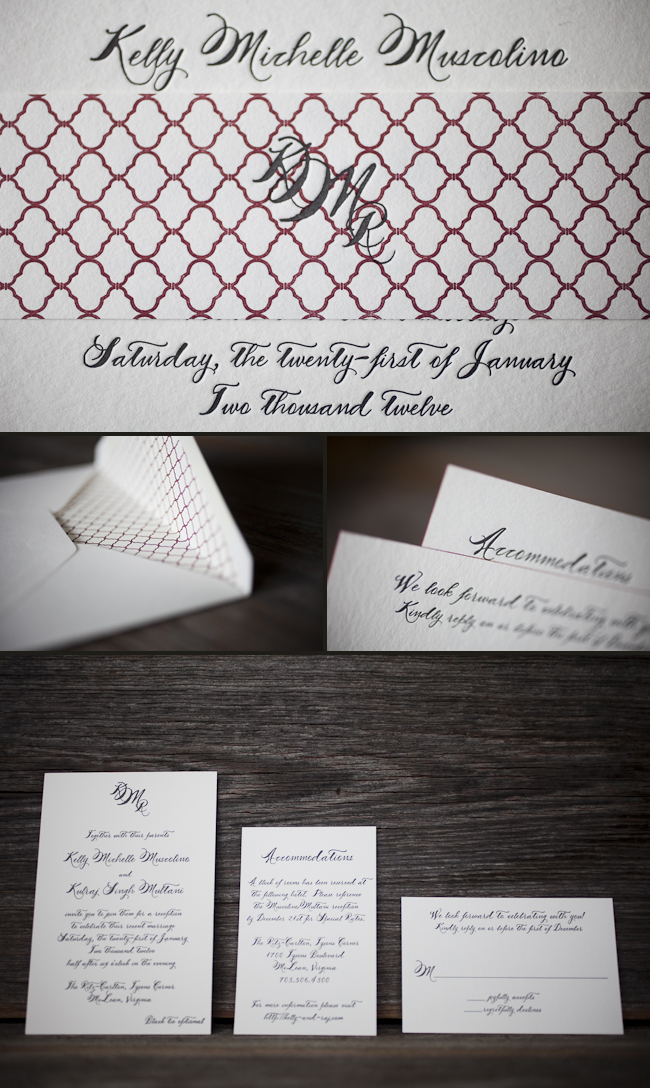 vintage romantic letterpress wedding invitations