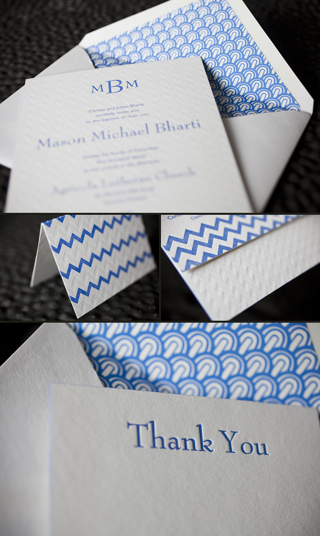 Hekla-grid chic baptism letterpress invitations