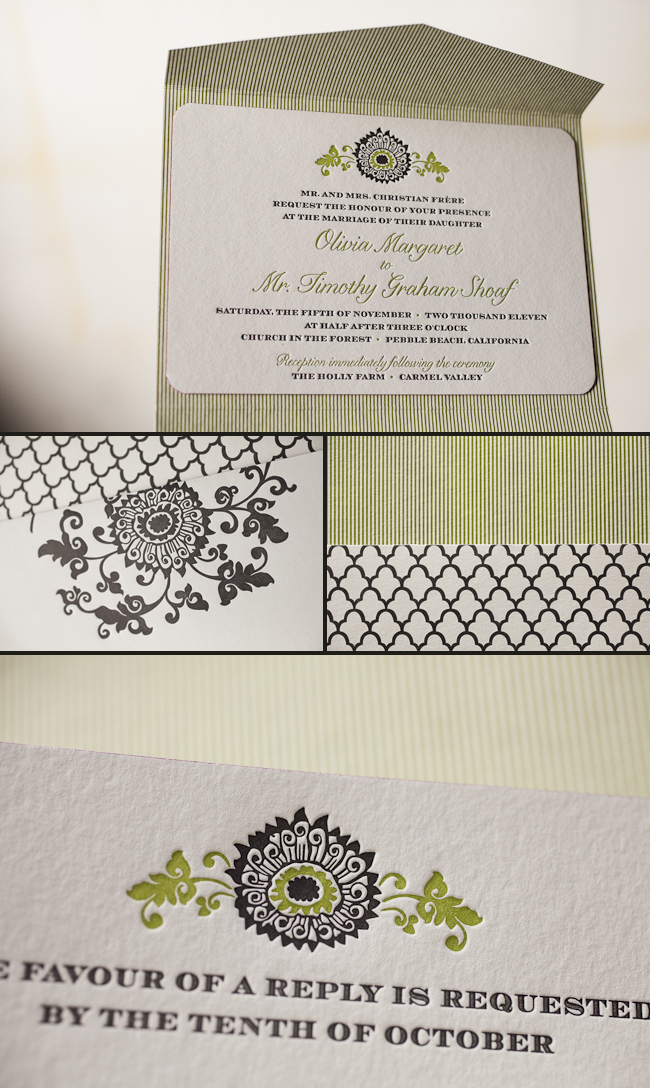 vintage letterpress wedding invitation