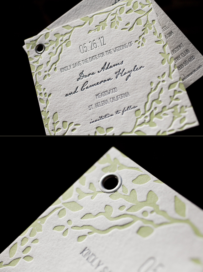 botanical letterpress save the dates