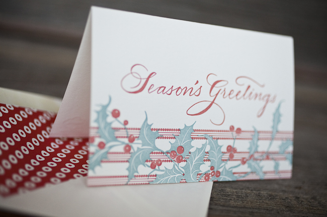 Holly letterpress cards Traditional Christmas letterpress greeting cards from Smock feature holly berries and season's greetings