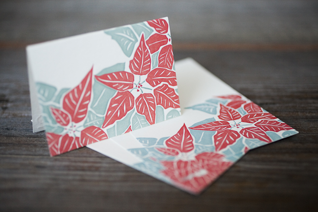 Poinsettia Letterpress gift tags Festive gift tags featuring cheery poinsettias. Letterpress printed on bamboo paper from Smock.