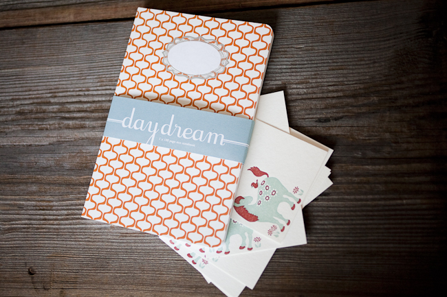 Eco notebooke & letterpress notes from Smock Letterpress Horsey notes from Smock pair perfectly with an eco-friendly Persimmon notebook.