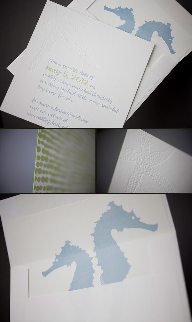 Custom-Spring nautical letterpress save the dates