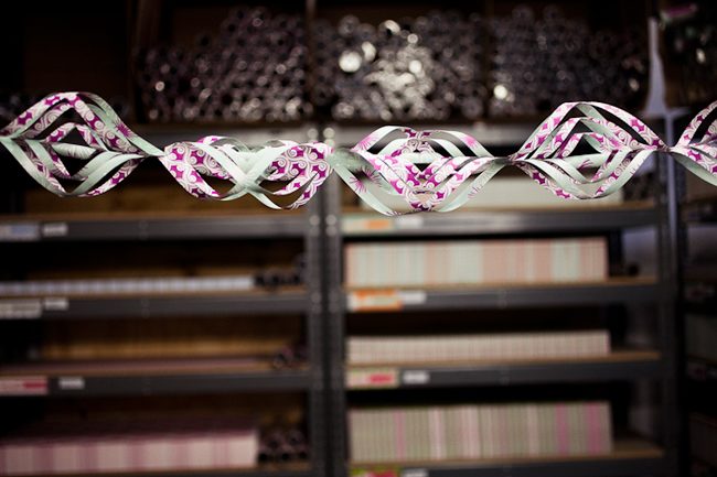 Hanging-garland1 DIY with Smock: holiday garland made with Smock's double-sided gift wrap