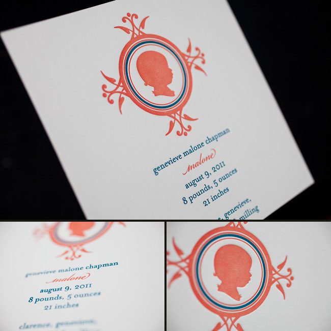 vintage letterpress birth announcements