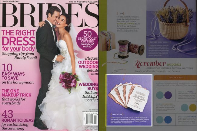 Brides-mag-smock-press Brides magazine featured Smock's Palmer wedding invitations (fall 2011)