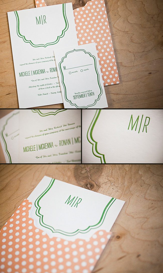 minimally letterpress wedding invitaions