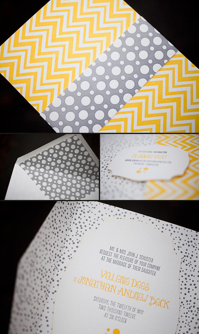palmer-yolk-pewter chevron graphic and modern letterpress wedding invitations