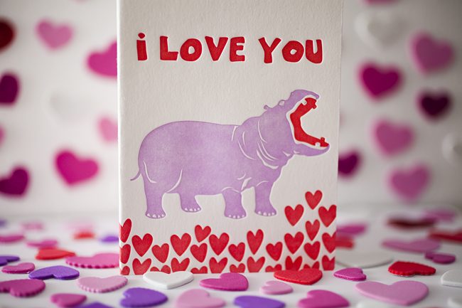 Hippo Love card A whimsical hippo love card from Smock for 2012