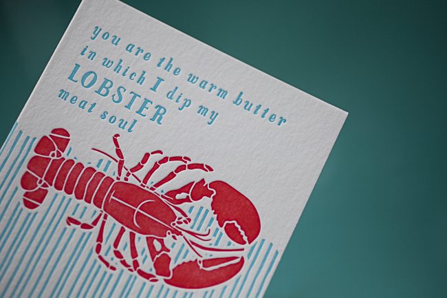 Smock's Lobster Love card One of Smock's best-selling love-cards for 2012