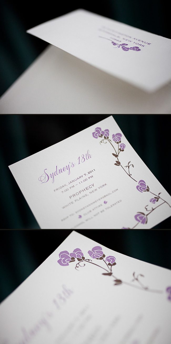 s-custom-espresso-heliotrope offset birthday party invitations