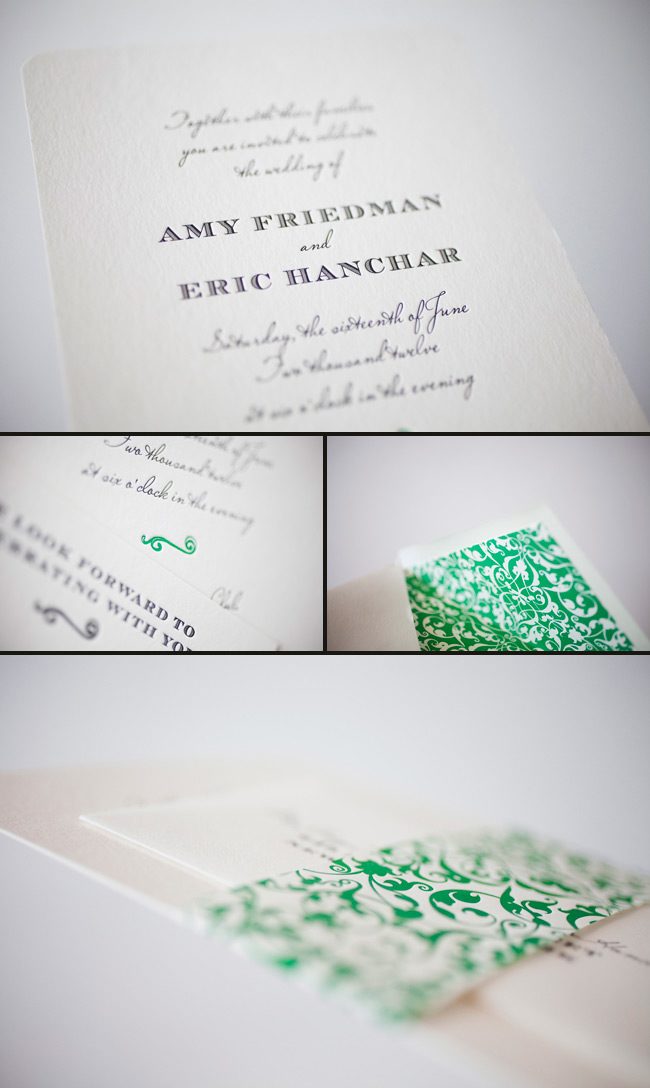elegant letterpress wedding invitations