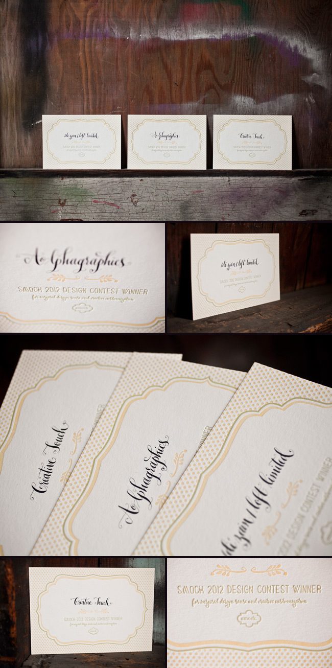 SmockWinners The winners of the 2012 Smock design contest received these letterpress printed signs to display in their shops