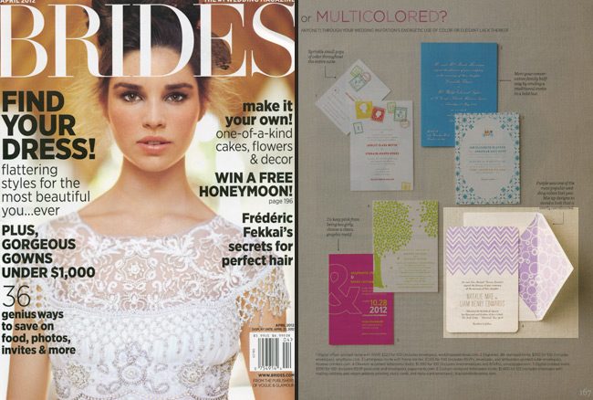 Brides-april 2012 Brides magazine featured a customization of Smock's letterpress wedding invitation Hekla