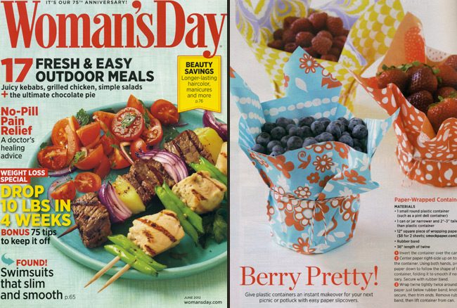 womans-day 2012 Woman's Day Magazine featured Smock in their June issue with an adorable DIY for paper wrapped dishes -- Berry Pretty!