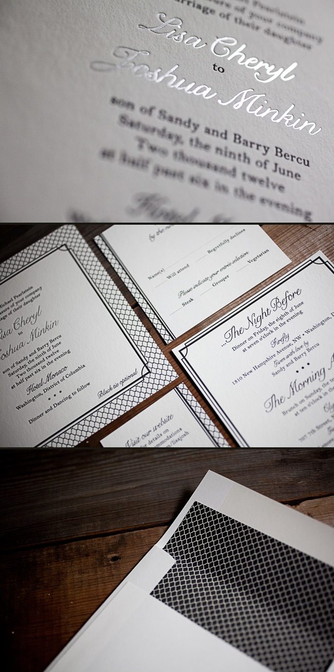 smock custom foil letterpress wedding invitations