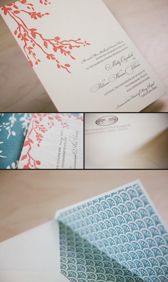 colorful letterpress wedding invitations