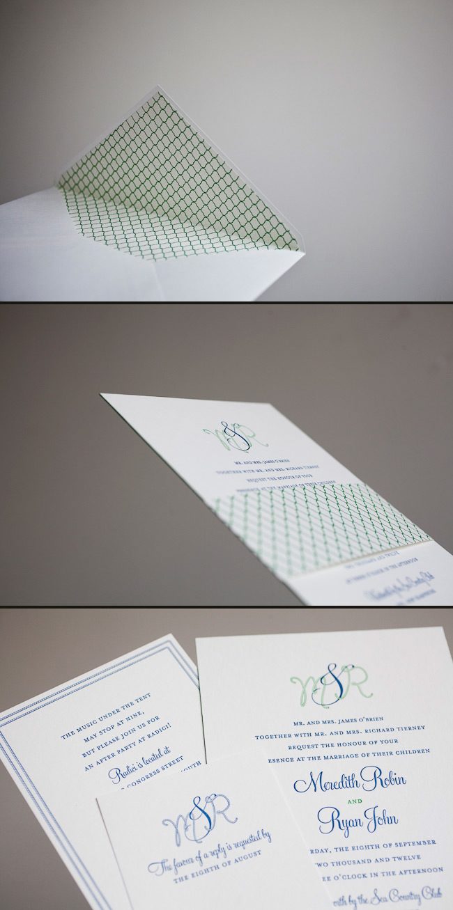 This is a custom Smock letterpress wedding invitation. This is a custom Smock letterpress wedding invitation printed in custom inks.