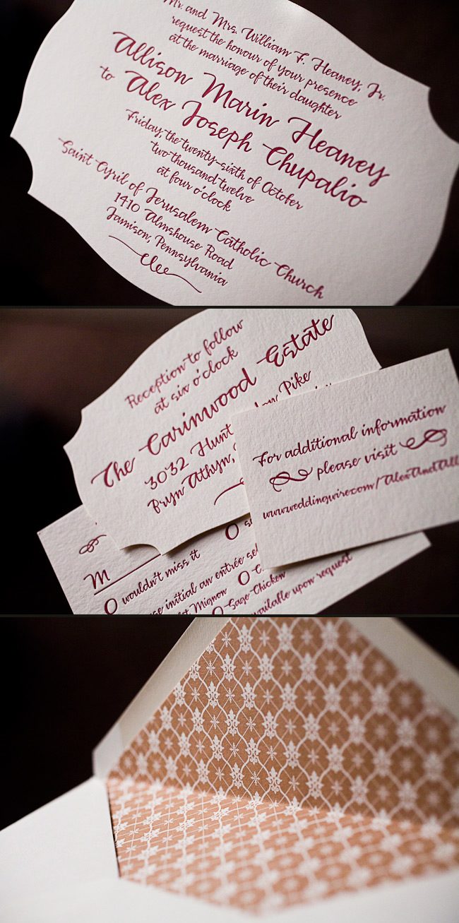 This is a custom invitations by Smock letterpressed in mulberry ink.
