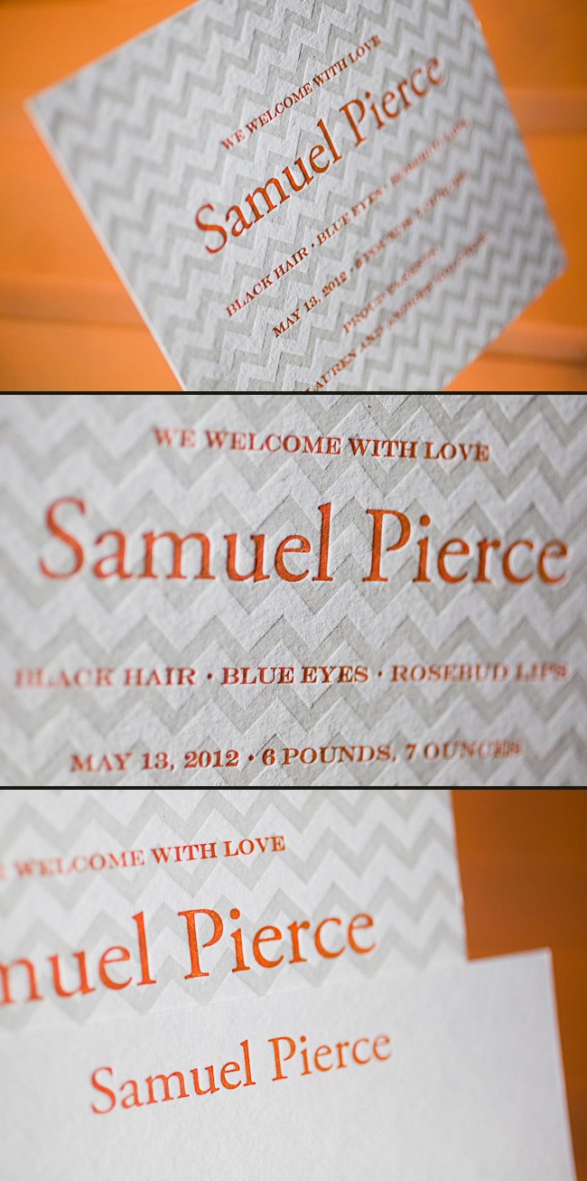 colorful letterpress baby announcements
