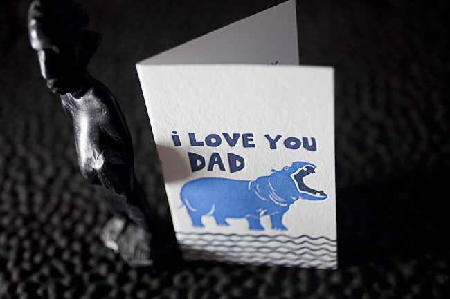 Hippo letterpress Father's Day card from Smock Letterpress greeting cards from Smock for father's day