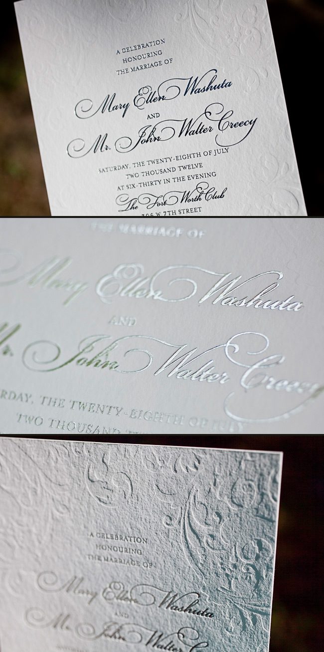 A customization of Smock's Ossa design This customization of Smock's Ossa design is letterpressed in inkless blind deboss and foil stamped in silver shine foil.
