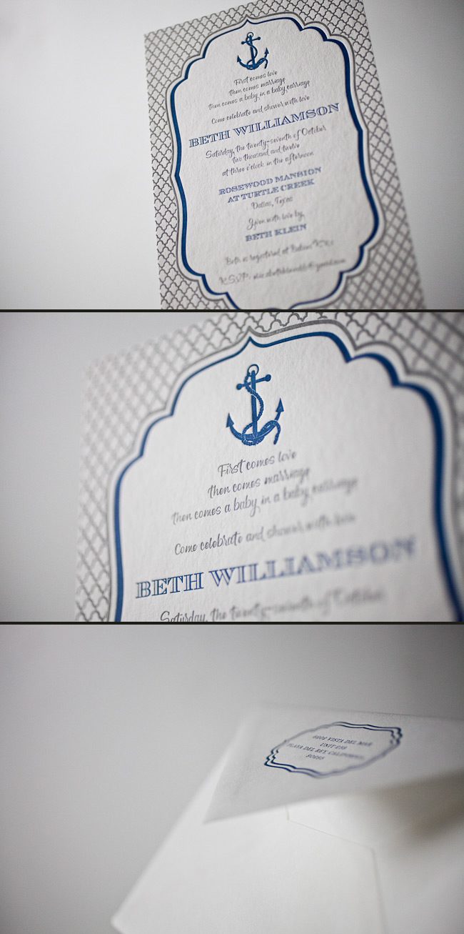 Turn one of our letterpress wedding invitations into a invitation for your special event! The Dawson letterpress wedding invitation doubles as a baby shower invitation