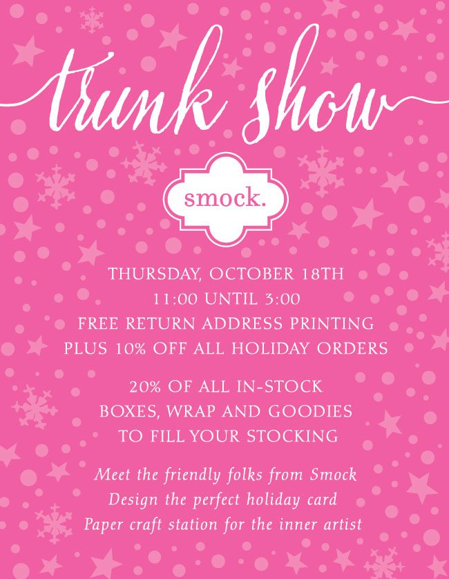 Byrd and Bleecker holiday trunk show with Smock!