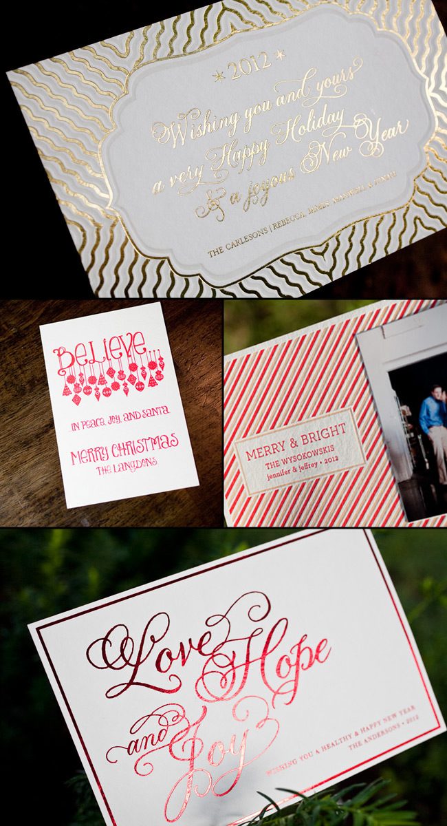Custom letterpress + foil stamped holiday cards from Smock 2012 holiday designs from Smock are available in stores now!