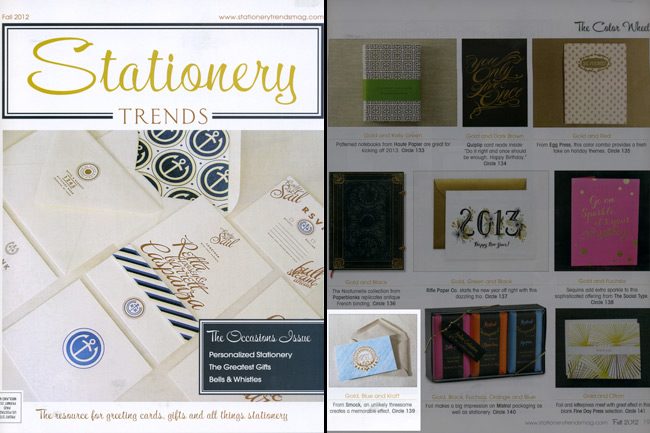 Stationery Trends Fall 2012 issue featured Smock's everyday holiday cards Stationery Trends Fall 2012 issue featured Smock's everyday letterpress and foil stamped holiday cards