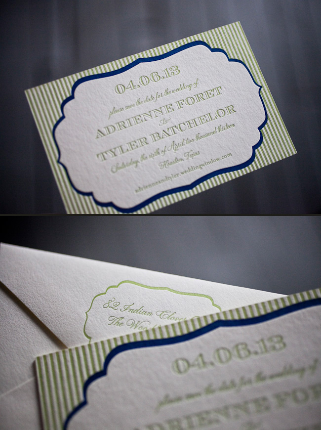 Pretty and petite letterpress save the dates featuring the Smock Dawson design Custom letterpress save the dates from Smock