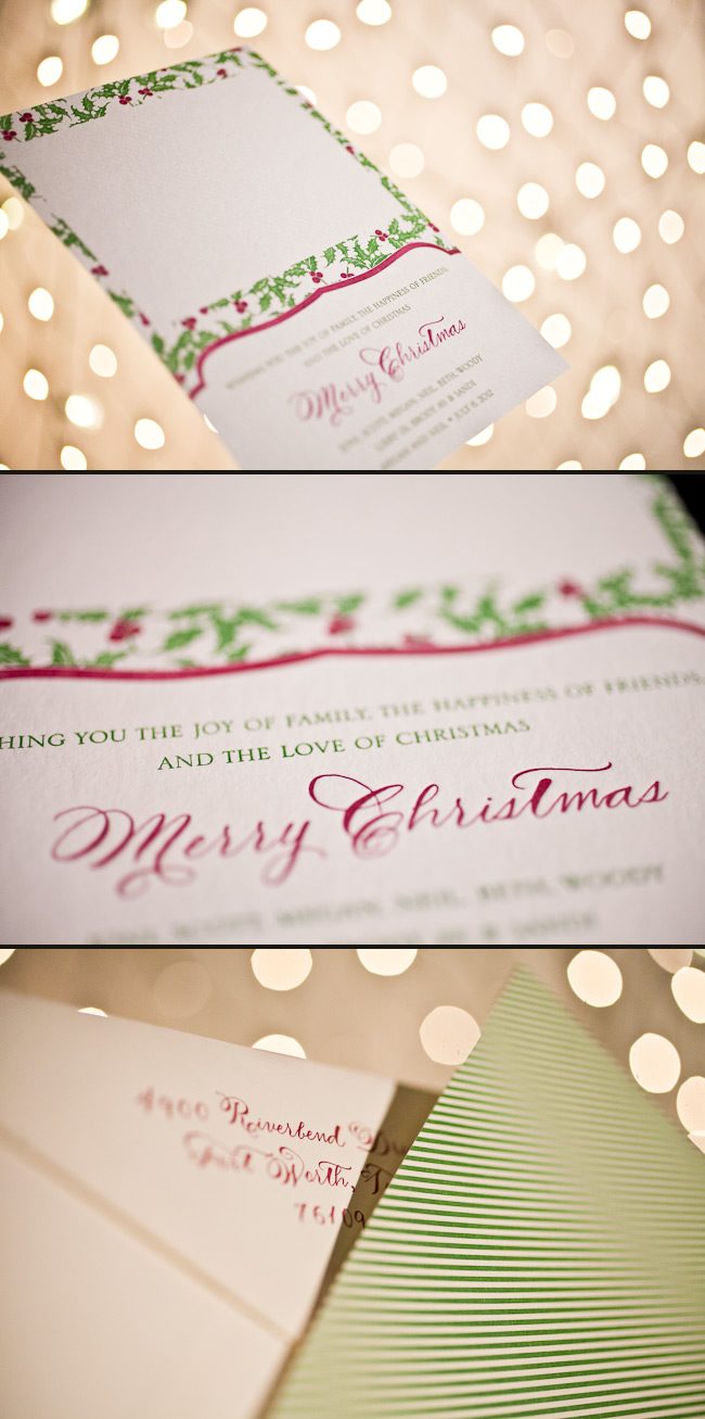 Colorful and cheery letterpress Christmas photo cards! Letterpress Christmas cards in a colorful combination