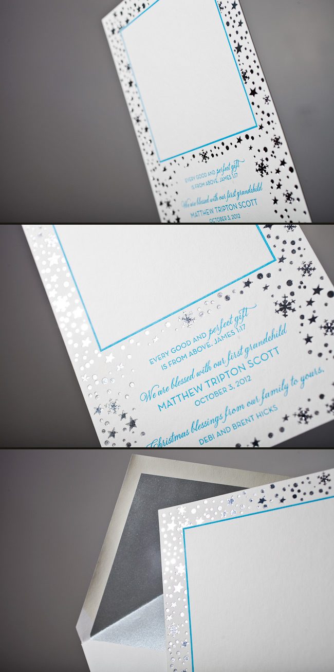Letterpress + Foil birth announcements and holiday cards Customize your holiday cards with letterpress and foil