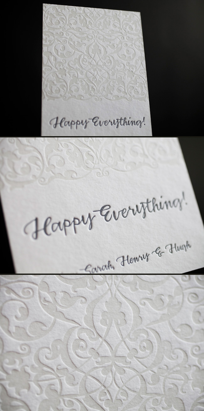 Sophisticated letterpress holiday cards Eco friendly letterpress holiday cards