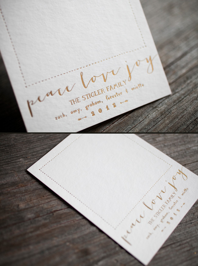 Gold foil holiday photo cards Amy Graham Stigler's holiday cards by Smock