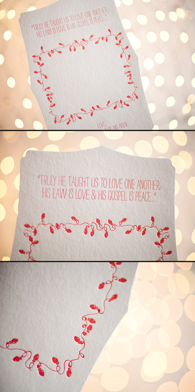 Cherry red letterpress holiday cards Festive letterpress holiday cards