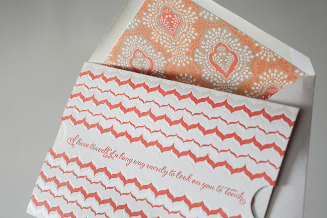 Smock's 2013 National Stationery Show invitations, featuring a new ticket-style sleeve and colorful envelope lienrs Smock's letterpress and foil stamped National Stationery Show invitations