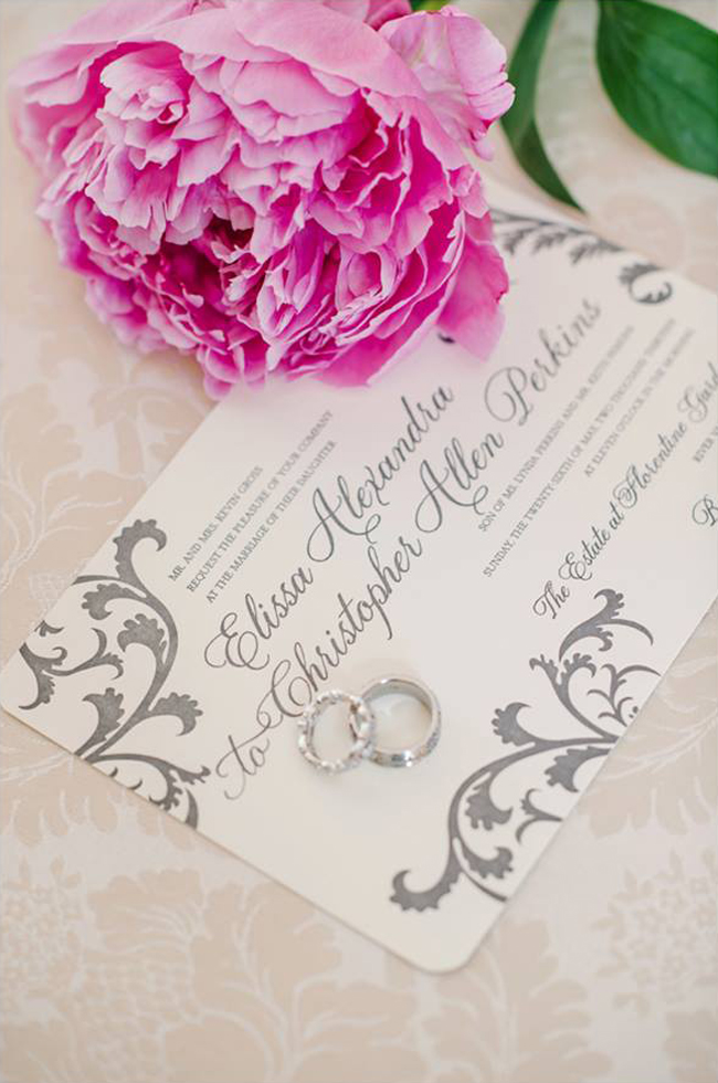 Classic letterpress wedding invitations featuring Smock's Vettore design Letterpress wedding invitations from Smock