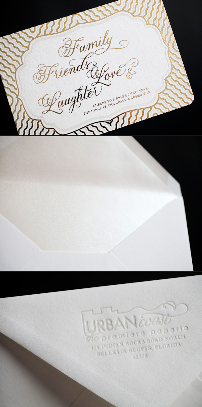 Glitzy gold foiled holiday cards Custom gold foil holiday cards