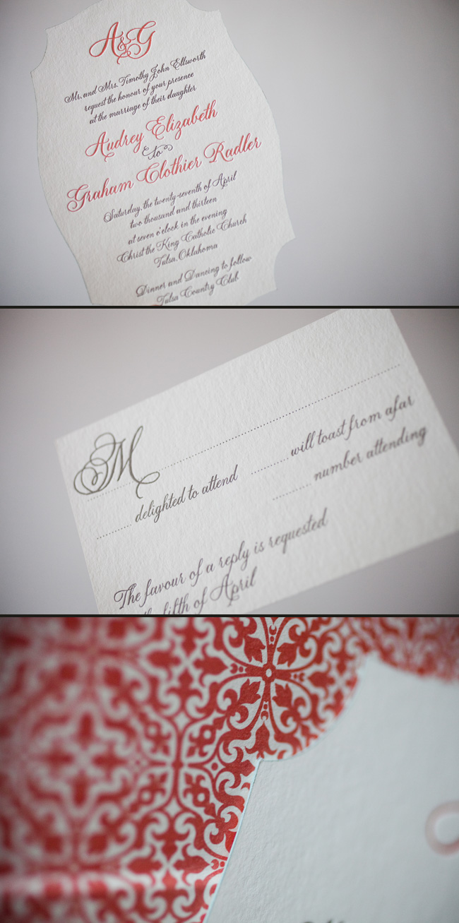 Stylish letterpress wedding invitations by Smock. Smock's Fitzroy letterpress wedding invitation looks stunning in a die cut.