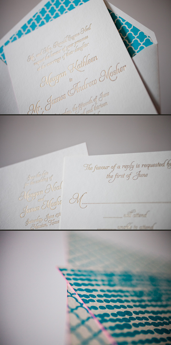 Custom wedding invitations with letterpress, foil stamping and offset printing Custom wedding invitations by Smock