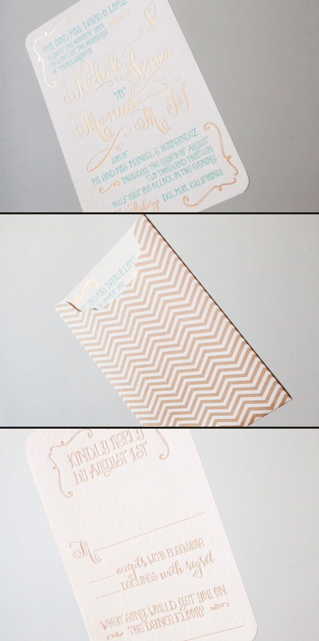 Glamorous Gold Chevron Sleeve Gold Chevron Sleeve letterpress printed by Smock