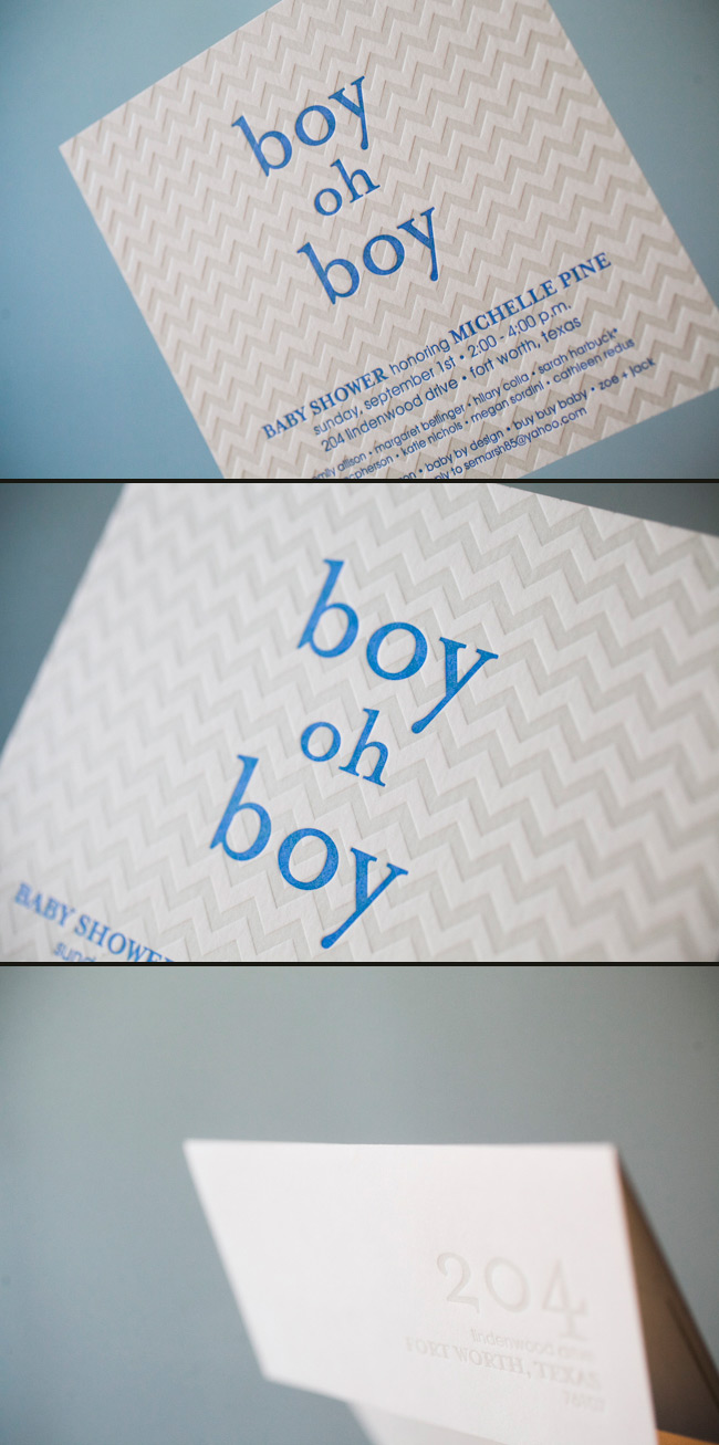 Modern Chevron Letterpress Baby Shower Invitations Hekla Letterpress Baby Shower Invitations